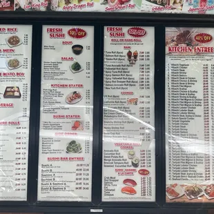 the menu of a japanese restaurant