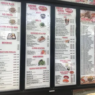 menu, sushi and sashimi