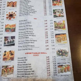 menu, sushi and sashimi
