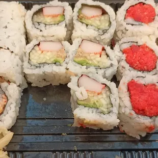 Spicy tuna (where's the tuna?) - California roll - IU roll