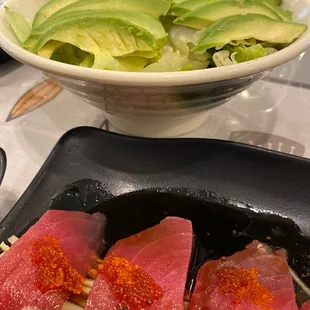 Avocado Salad &amp; Tuna Tataki Sushi nom nom nom