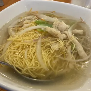 Chicken egg noodle soup