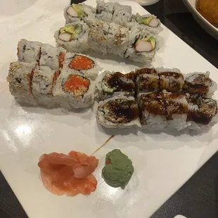 Salmon Skin Roll on the right