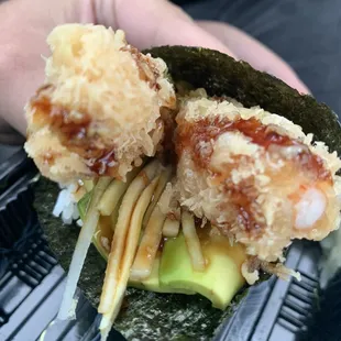 Shrimp tempura hand roll
