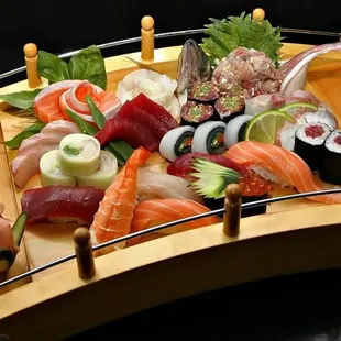 a platter of sushi