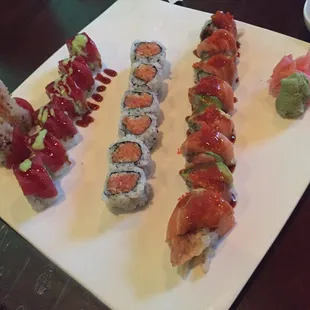 Spicy yellowtail w/ crunch, Pottstown roll, &amp; Amazing roll!  Pretty damn nice.