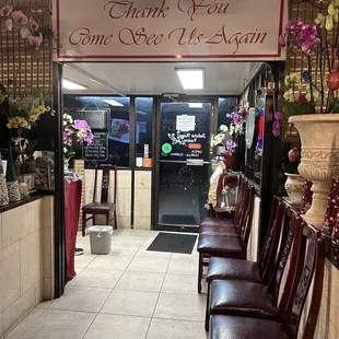 the entrance to the restaurant