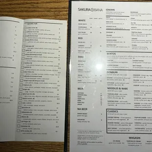 New menus. Sushi menu has a sashimi/nigiri page on the front as well.