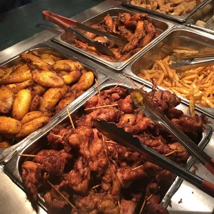 chicken wings and fried chicken, interior