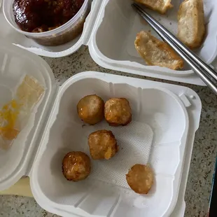 Chicken dumplings and suppose to be shrimp dumplings