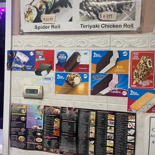 the menus on the wall