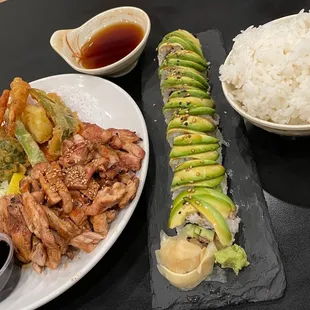 teryaki chicken &amp; caterpillar roll
