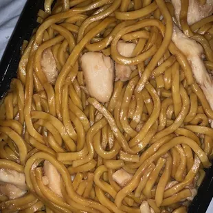 a close up of a plate of noodles