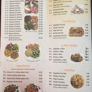 sushi and sashimi, menu