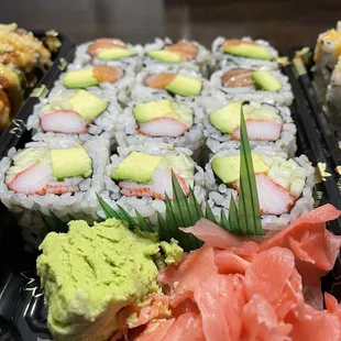 California roll and salmon avocado roll