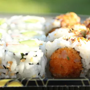 California Roll (L) and Spicy Shrimp Roll (R)