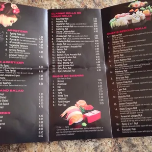Sushi Menu