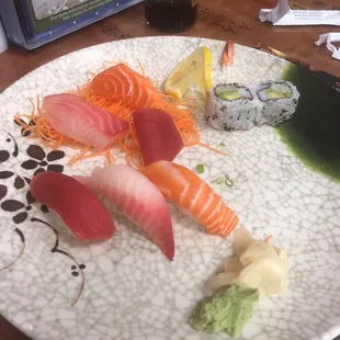 Leftovers of sushi sashimi for 1 after two of us ate as an app!