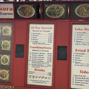 Open regular hours during the COVID-19 issues. Come support your local businesses!!!  Drive thru hibachi menu!