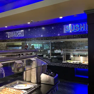 Hibachi and Sushi station.