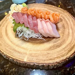 Tuna, Yellowtail, and Salmon Sashimi