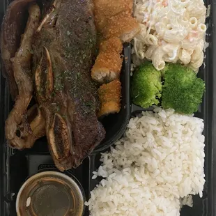 Hawaii BBQ plate: short ribs &amp; chicken katsu