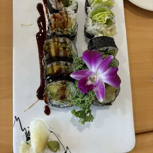 Spider roll and shrimp tempura