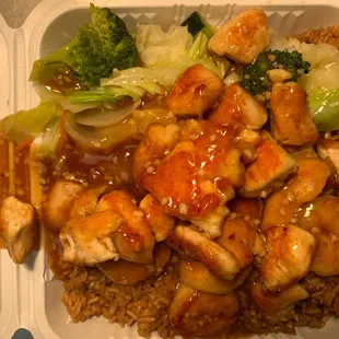 Chicken and shrimp hibachi with teriyaki sauce