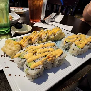 a plate of sushi