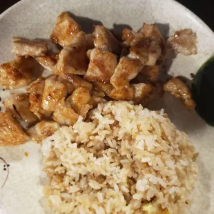 Chicken hibachi with fried rice. Nothing fried about it.