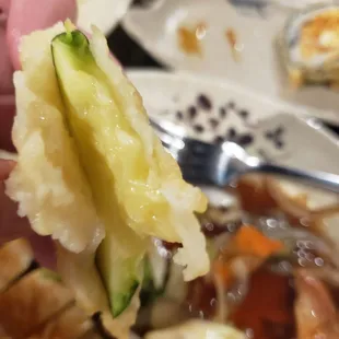 You can see how raw and thick the tempura is