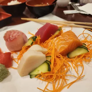 Sashimi lunch special (even on weekends) $14.95.  10 piece &amp; sushi rice