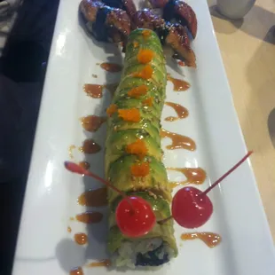 Caterpiller Roll.  Cute and delicious!