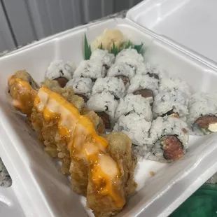 Hurricane Roll, Philadelphia Roll and Spicy Tuna Roll