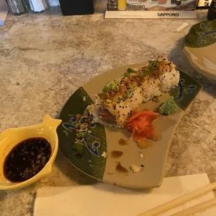 This Roll was soooooooooo good, can't remember the name but it had spicy tuna, cilantro and jalapeño's and I had them add cream cheese.