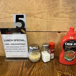 the ingredients for the lunch special