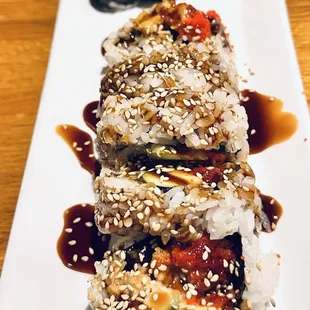 Yellowtail roll. Spider roll.