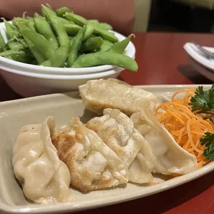 Gyoza &amp; edamame. Both really good, great portion of edamame as well, some places are a bit stingy with their quantity.