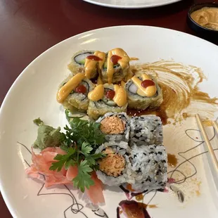 This is a Crazy boy in the top and a spicy Kani roll