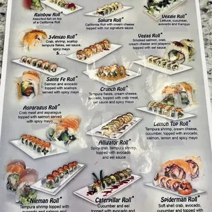 Speciality Rolls Menu