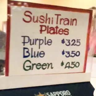 Sushi Train Plate Prices