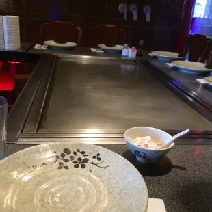 Waiting at the hibachi