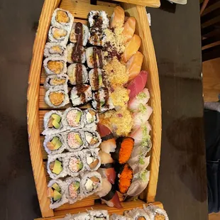 Sushi lunch buffet on a boat!