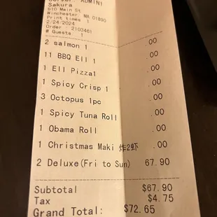 Check-bill for 2