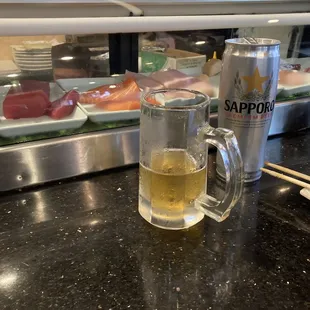 Sushi bar and 20oz Sapporo