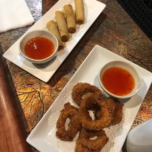 Spring rolls and calamari