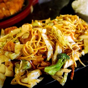 Tofu Yakisoba: stir-fried noodle with vegetables ($14).