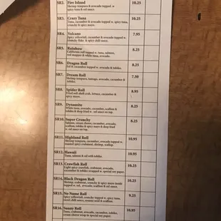 menu
