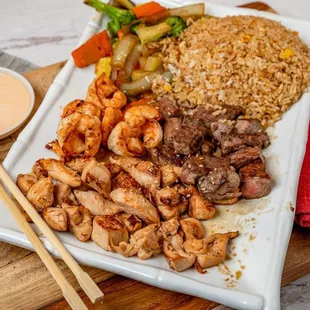 Filet, Chicken and Shrimp Dinner