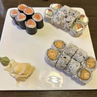 Any 3 Rolls Lunch Special with spicy crab, Philly roll &amp; salmon